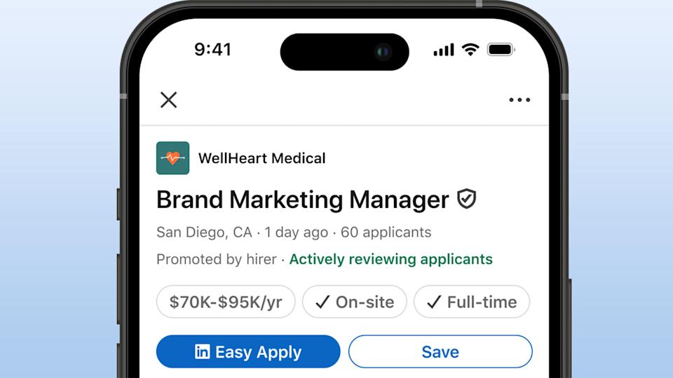 LinkedIn application status indicators