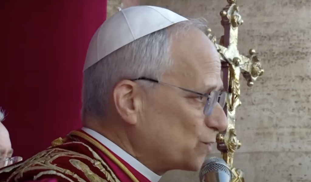 Pope Leo XIV giving his first papal blessing from St. Peter's Balcony