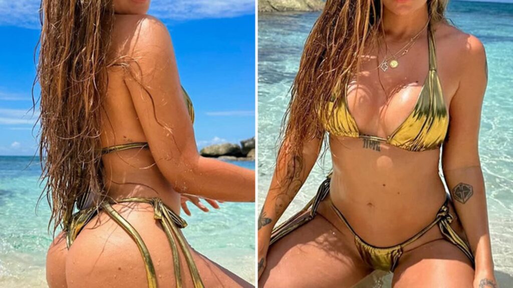 Guess the Sexy Singer in This Reflective Bikini