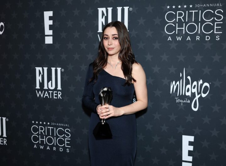 Cristin Milioti, winner of the Best Actress in a Limited Series or Movie Made for Television Award for â€œThe Penguinâ€ poses backstage during the 30th Annual Critics Choice Awards at Barker Hangar on February 07, 2025 in Santa Monica, California.
