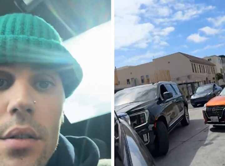 Justin Bieber Films Paparazzi Following Him by Car on Instagram Live