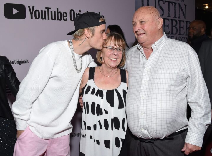 Canadian singer Justin Bieber, grandparents Diane Dale and Bruce Dale arrive for YouTube Originals