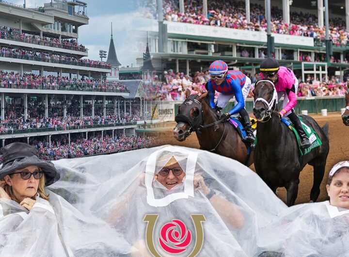 Kentucky Derby Attendees Brace the Elements, Wear Rain Gear Over Outfits