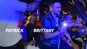 Patrick & Brittany Mahomes Ride in Packed Cart Days After John Elway's Agent Fell From One
