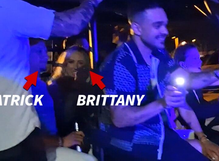 Patrick & Brittany Mahomes Ride in Packed Cart Days After John Elway's Agent Fell From One