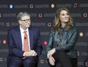 Bill Gates and his wife Melinda Gates introduce the Goalkeepers event at the Lincoln Center on September 26, 2018, in New York.