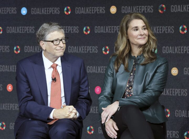 Bill Gates and his wife Melinda Gates introduce the Goalkeepers event at the Lincoln Center on September 26, 2018, in New York.