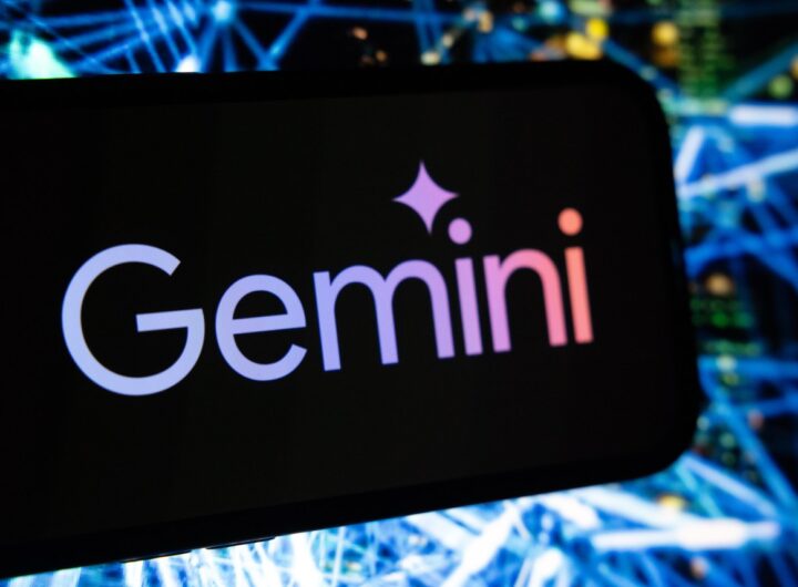 The Google Gemini generative AI logo on a smartphone.